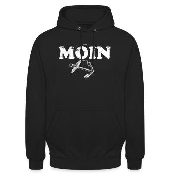 Einmal Moin reicht - lustiger norddeutscher Spruch - Unisex Hoodie - Schwarz - Vorne - Alina (178cm) & Michal (187cm)