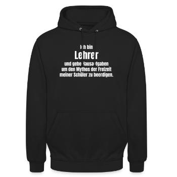 Lehrer Hausaufgaben - Unisex Hoodie - Schwarz - Vorne - Alina (178cm) & Michal (187cm)
