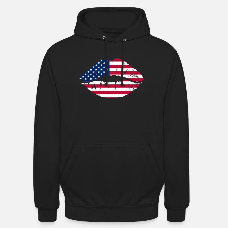 Bouche de drapeau USA - Sweat-shirt à capuche unisexe - noir