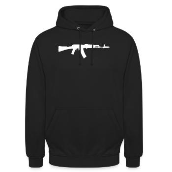 AK 47 - Автомат Калашникова - Automat Kalachnikov - Sweat-shirt à capuche unisexe - noir - Devant - Alina (178cm) & Michal (187cm)