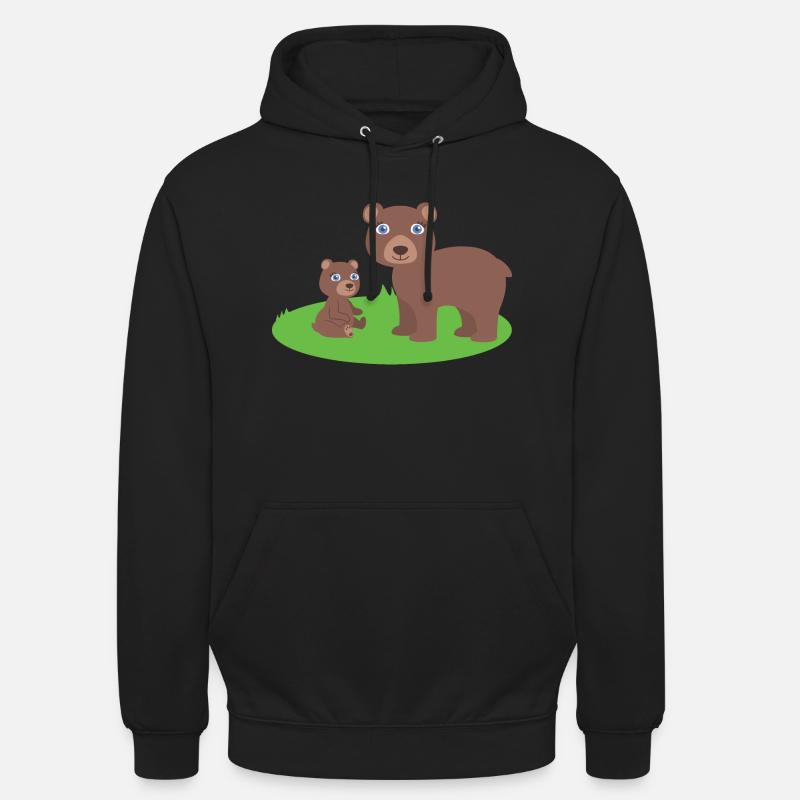 Mère ours avec l’enfant ours - Sweat-shirt à capuche unisexe - noir