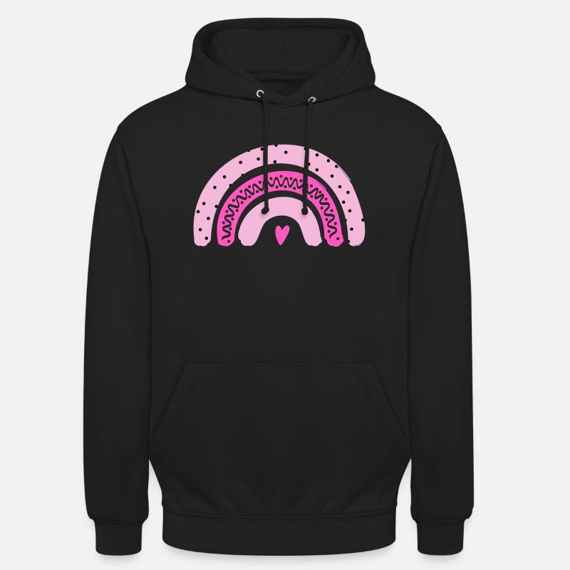 Arc-en-ciel rose avec cœur - Sweat-shirt à capuche unisexe - noir