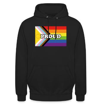 Inclusive Pride Progress Flag PROUD - Unisex Hoodie - black - Front - Alina (178cm) & Michal (187cm)