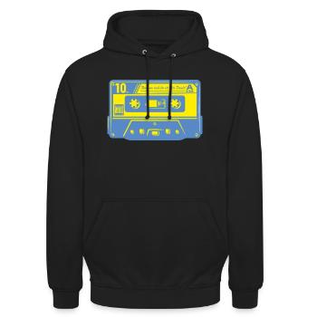 Rund um mich her ist alles Freude! On tape. - Unisex Hoodie - Schwarz - Vorne - Alina (178cm) & Michal (187cm)
