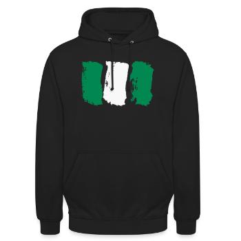 Nigeria Style Flagge - Unisex Hoodie - Schwarz - Vorne - Alina (178cm) & Michal (187cm)