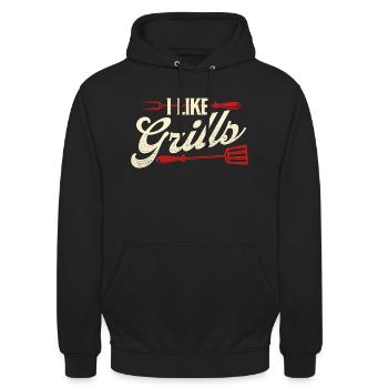 I Like Grills - Lustiges BBQ Pitmaster Grillen - Unisex Hoodie - Schwarz - Vorne - Alina (178cm) & Michal (187cm)