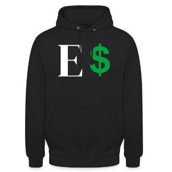 Buchstabe E Dollar - Unisex Hoodie - Schwarz - Vorne - Alina (178cm) & Michal (187cm)