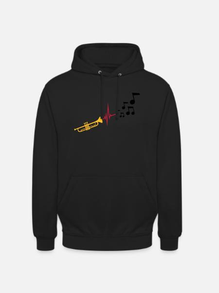 Notes Heartbeat Trumpet - Unisex Hoodie - black