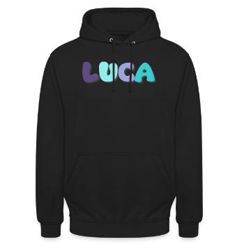 Name - Luca - Unisex Hoodie - Schwarz - Vorne - Alina (178cm) & Michal (187cm)