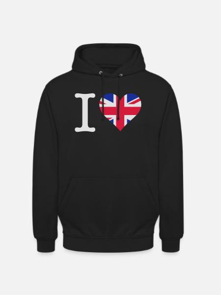 J'aime le Royaume-Uni - Sweat-shirt à capuche unisexe - noir