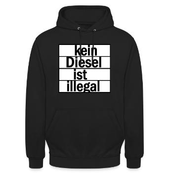 Kein Diesel ist Illegal! - Unisex Hoodie - Schwarz - Vorne - Alina (178cm) & Michal (187cm)