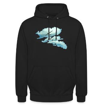 Wolkenstraße Segelflieger gleiten Segelflugzeug - Unisex Hoodie - Schwarz - Vorne - Alina (178cm) & Michal (187cm)