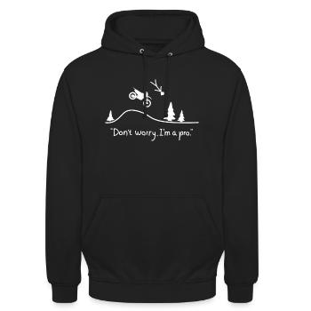 Motocross Geschenk - Unisex Hoodie - Schwarz - Vorne - Alina (178cm) & Michal (187cm)