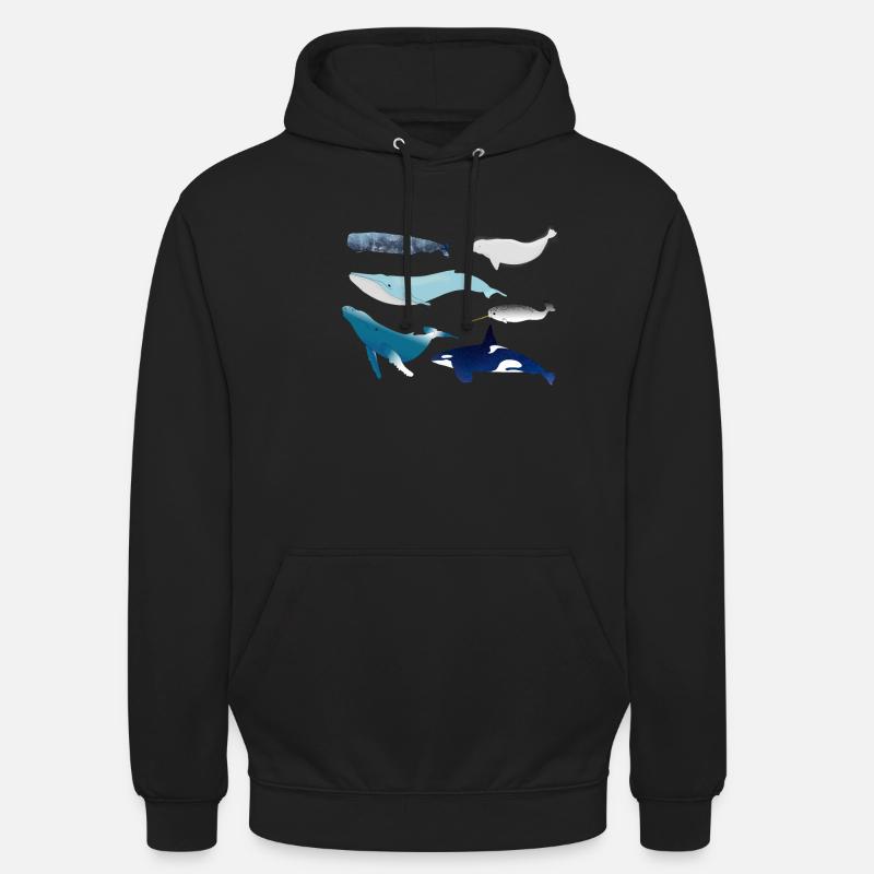 baleines - Sweat-shirt à capuche unisexe - noir