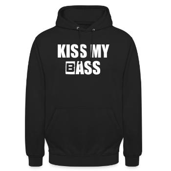 Kiss My B Ass Bass lustiger Spruch Musik Festival - Unisex Hoodie - Schwarz - Vorne - Alina (178cm) & Michal (187cm)