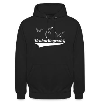 Neuharlingersiel - Unisex Hoodie - Schwarz - Vorne - Alina (178cm) & Michal (187cm)