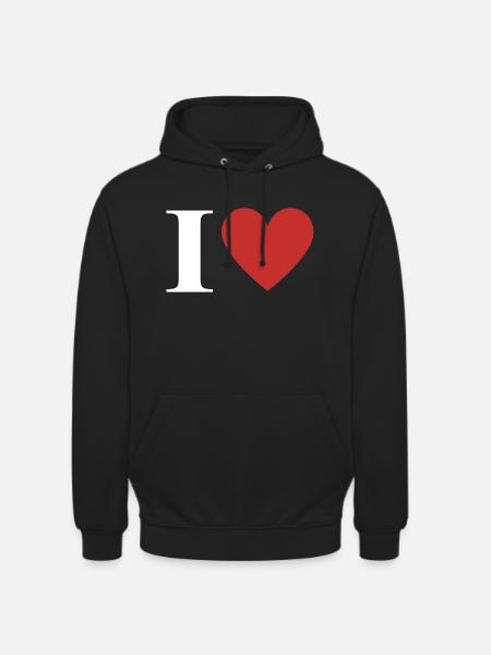 Buchstabe i rotes Herz - Unisex Hoodie - Schwarz