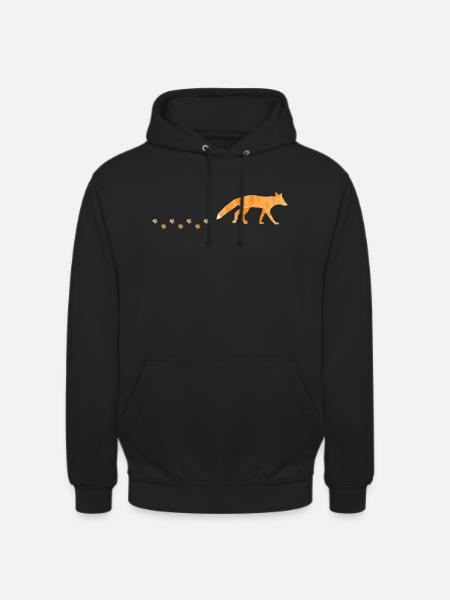 Polygonal Fox with Footprints - Unisex Hoodie - Schwarz