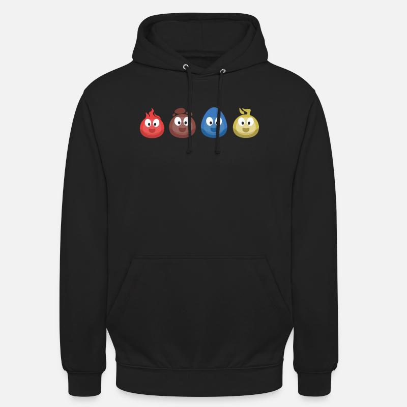 4 éléments (feu, terre, eau, air) (bulle) - Sweat-shirt à capuche unisexe - noir