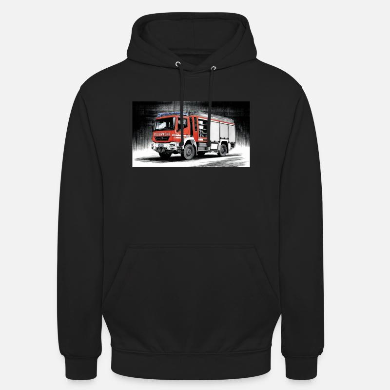Camion de pompiers - Sweat-shirt à capuche unisexe - noir