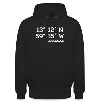 Barbados Coordinates - Koordinaten - West Indies - Unisex Hoodie - black - Front - Alina (178cm) & Michal (187cm)
