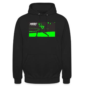 FOCUS_green - Unisex Hoodie - Schwarz - Vorne - Alina (178cm) & Michal (187cm)