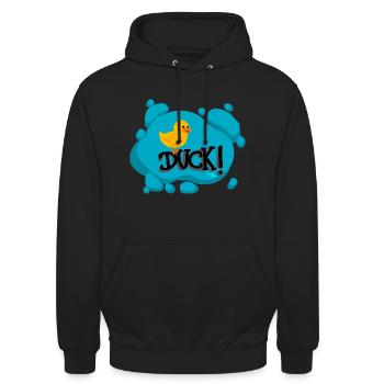 Duck! - Calypso Blous - Unisex Hoodie - Schwarz - Vorne - Alina (178cm) & Michal (187cm)