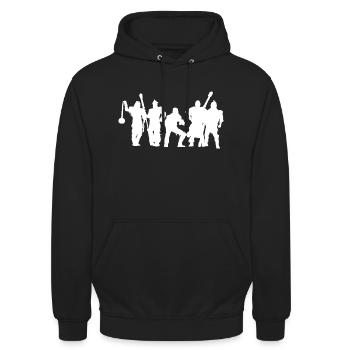 Jugger Schattenspieler weiss - Unisex Hoodie - Schwarz - Vorne - Alina (178cm) & Michal (187cm)