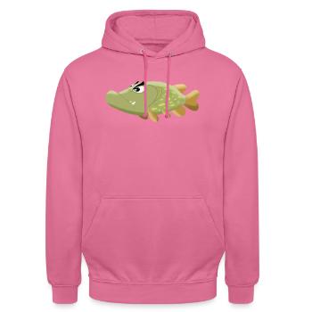 Mürrischer Hecht! - Unisex Hoodie - Pink - Vorne - Alina (178cm) & Michal (187cm)