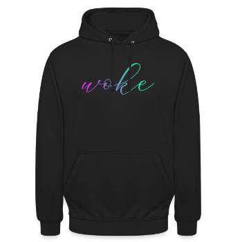 Autodérision : WOKE - Sweat-shirt à capuche unisexe - noir - Devant - Alina (178cm) & Michal (187cm)