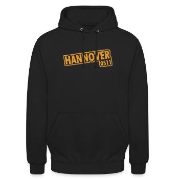Hanovre - 0511 - Indicatif régional - Basse-Saxe - Sweat-shirt à capuche unisexe - noir - Devant - Alina (178cm) & Michal (187cm)