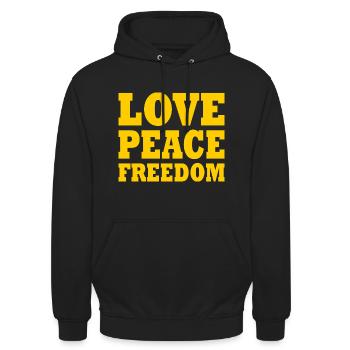 Love peace freedom - Sweat-shirt à capuche unisexe - noir - Devant - Alina (178cm) & Michal (187cm)