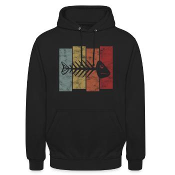 Arête de poisson pour les pêcheurs, les pêcheurs et les enfants | Poissons - Sweat-shirt à capuche unisexe - noir - Devant - Alina (178cm) & Michal (187cm)