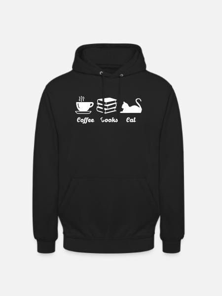 Coffee books cat - Unisex Hoodie - black