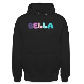 Nom - Bella - Sweat-shirt à capuche unisexe - noir - Devant - Alina (178cm) & Michal (187cm)