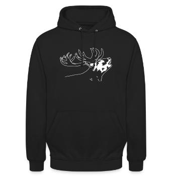 Hirschkopf - Hirsch - Rotwild - Unisex Hoodie - Schwarz - Vorne - Alina (178cm) & Michal (187cm)