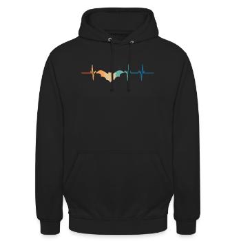 Herzschlag der Fledermaus - Unisex Hoodie - Schwarz - Vorne - Alina (178cm) & Michal (187cm)