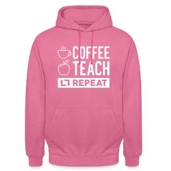 Coffee Teach Repeat - Unisex Hoodie - pink - Front - Alina (178cm) & Michal (187cm)