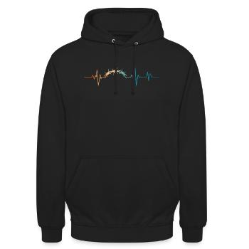 Retro Heartbeat Barbed Wire - Unisex Hoodie - black - Front - Alina (178cm) & Michal (187cm)