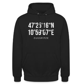 Koordinaten Zugspitze - Unisex Hoodie - Schwarz - Vorne - Alina (178cm) & Michal (187cm)