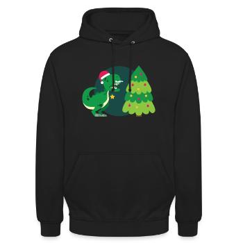 T-Rex hates Christmas - Unisex Hoodie - black - Front - Alina (178cm) & Michal (187cm)