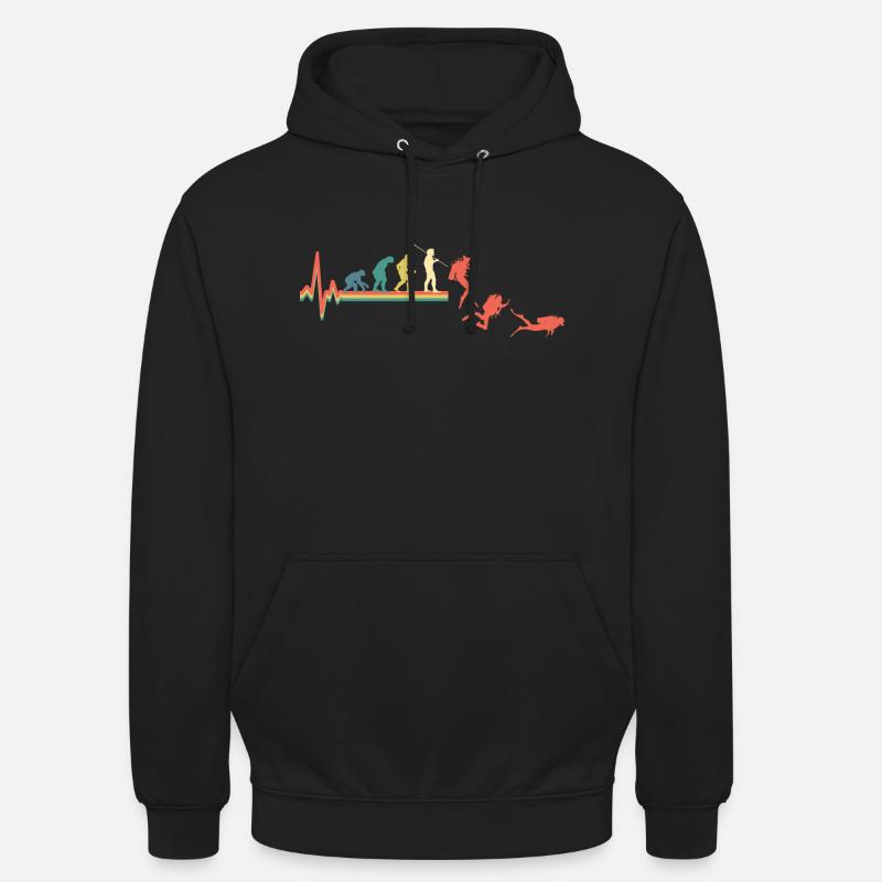 Taucher Tauchen Evolution Retro - Unisex Hoodie - Schwarz