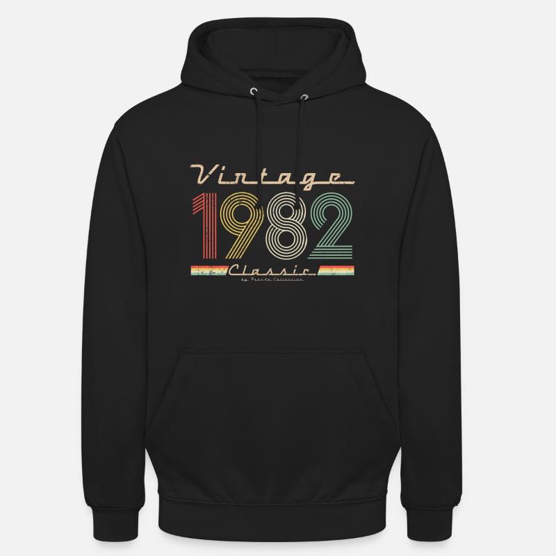 Vintage Classic 1982 pseudo rétro année de naissance - Sweat-shirt à capuche unisexe - noir