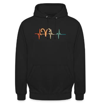 Herzschlag Widder Sternzeichen - Unisex Hoodie - Schwarz - Vorne - Alina (178cm) & Michal (187cm)