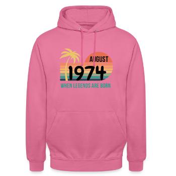 Vintage august 1974, 50th Birthday Gift - Unisex Hoodie - pink - Front - Alina (178cm) & Michal (187cm)