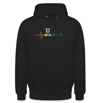 Herzschlag Retro Taxifahrer - Unisex Hoodie - Schwarz - Vorne - Alina (178cm) & Michal (187cm)