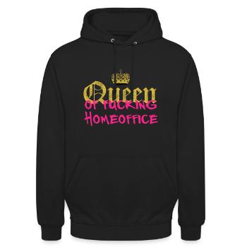 queen of fucking homeoffice - Sweat-shirt à capuche unisexe - noir - Devant - Alina (178cm) & Michal (187cm)