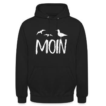 es heisst Moin Moinzen Ahoi Seemann Norddeutsch - Unisex Hoodie - Schwarz - Vorne - Alina (178cm) & Michal (187cm)