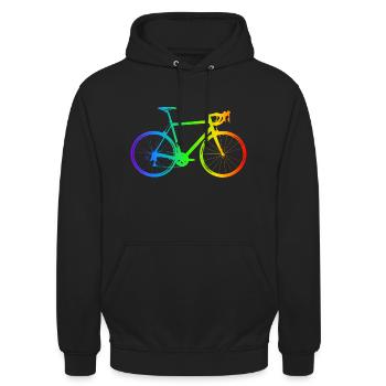 farbenfrohes Fahrrad - Unisex Hoodie - Schwarz - Vorne - Alina (178cm) & Michal (187cm)