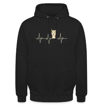 Heartbeat Alpaca Herzschlag Alpaka Llama Geschenk - Unisex Hoodie - Schwarz - Vorne - Alina (178cm) & Michal (187cm)